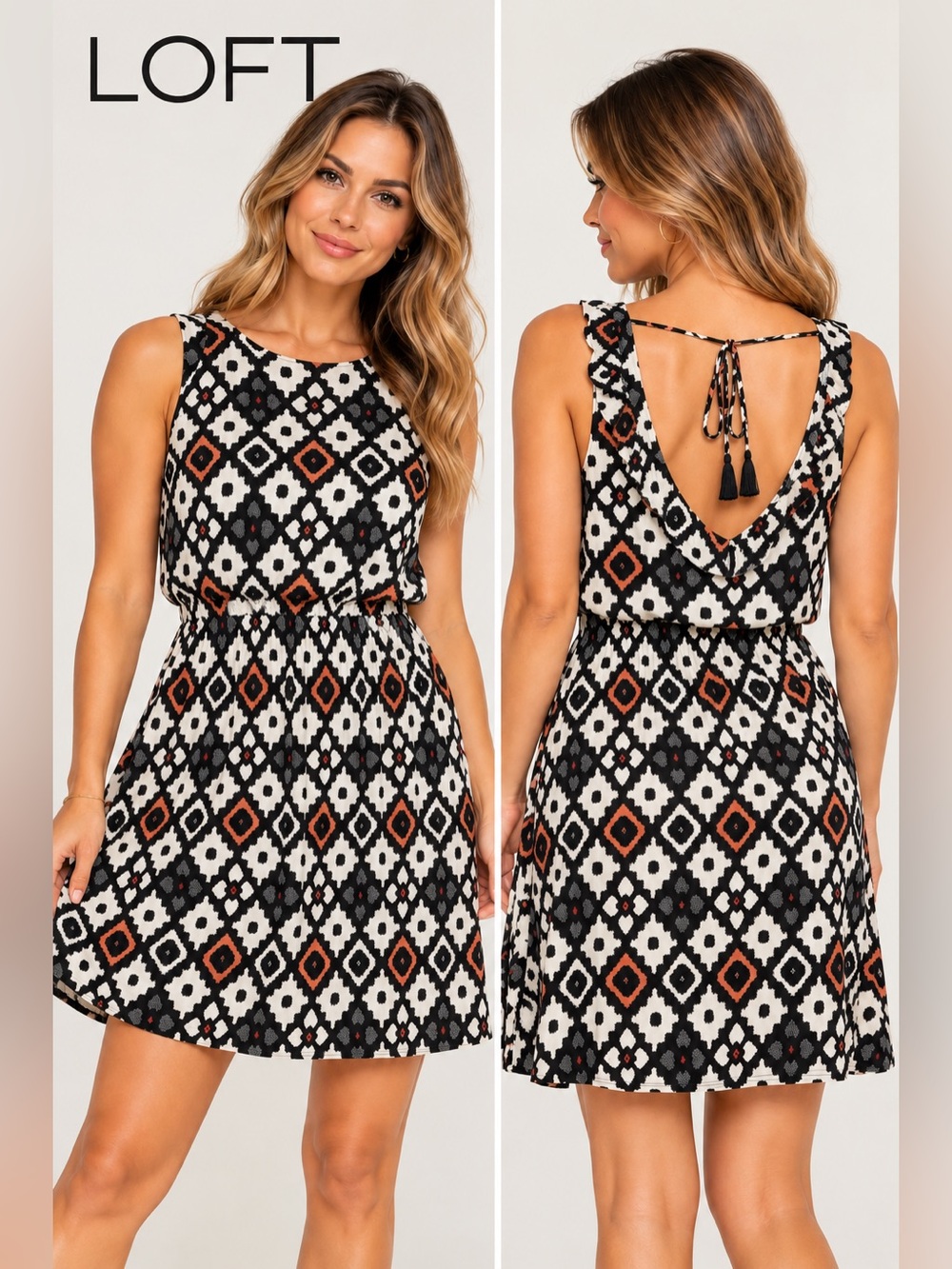 LOFT Outlet Ikat Print Sleeveless Fit & Flare Dress Petite MP
